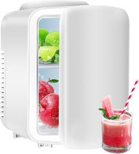Load image into Gallery viewer, Esnbia Portable Mini Fridge, 4L/6 Can Cooler and Warmer Compact Refrigerator for Skincare, Cosmetics, Beverage, Food, for Bedroom, White
