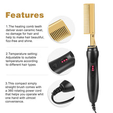 Load image into Gallery viewer, Esnbia Hot Comb Hair Straightener, Electric Heating Comb, Portable Travel Anti-Scald Beard Straightener Press Comb, Ceramic Comb Security Portable Curling Iron Heated Brush
