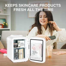 Load image into Gallery viewer, Esnbia Portable Mini Fridge, 4L/6 Can Cooler and Warmer Compact Refrigerator for Skincare, Cosmetics, Beverage, Food, for Bedroom, White