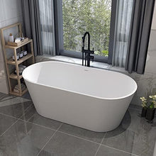 Load image into Gallery viewer, Esnbia 63&quot; Stone Resin Freestanding Bathtub, Modern Oval Solid Surface Soaking Stand Alone Tub, Matte White, Drain &amp; Overflow Included 8816-1600