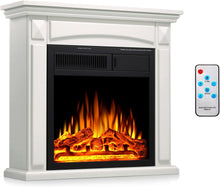 Load image into Gallery viewer, Esnbia Electric Fireplace with Mantel, Freestanding Wooden Frame Firebox, Adjustable Realistic 3D Flame, Remote Control, 750W-1500W, Ivory White