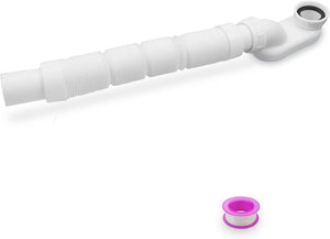 Esnbia Bathtub Shower Drain Pipe, Low Profile Flat 1 1/2 P Trap Kit, Flexible Freestanding Tub Drain for Bath