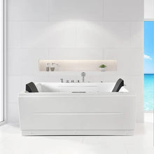 Load image into Gallery viewer, Esnbia 71&quot; LED Bathtub Modern Acrylic Corner Bathtub Whirlpool Air Massage 3 Sided Apron Soaking Tub in White Chromatherapy LED