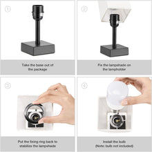 Load image into Gallery viewer, Esnbia Small Table Lamp for Bedroom - Bedside Lamps for Nightstand, Minimalist Night Stand Light Lamp with Square Fabric Shade, Desk Reading Lamp for Kids Room Living Room Office Dorm