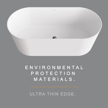 Load image into Gallery viewer, Esnbia 63&quot; Stone Resin Freestanding Bathtub, Modern Oval Solid Surface Soaking Stand Alone Tub, Matte White, Drain &amp; Overflow Included 8816-1600