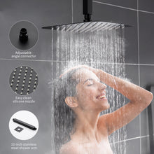 Load image into Gallery viewer, ESNBIA Shower System, Bathroom 12 Inches Rain Shower Head with Handheld Combo Set, Wall Mounted High Pressure Rainfall Dual Shower Head System, Shower Faucet Set with Valve and trim, Matte Black