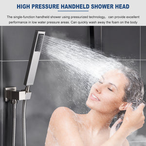 ESNBIA Shower System, Bathroom 12 Inches Rain Shower Head with Handheld Combo Set, Wall Mounted High Pressure Rainfall Dual Shower Head System, Shower Faucet Set with Valve and trim, Brushed Nickel