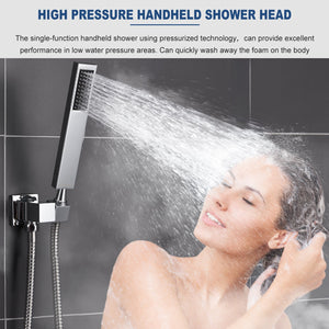 ESNBIA Chrome Shower System, Bathroom Luxury 12 Inches Rain Shower Head with Handheld Combo Set, Wall Mounted High Pressure Rainfall Dual Shower Head System, Shower Faucet Set with Valve and Trim