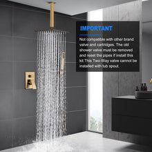Load image into Gallery viewer, ESNBIA Brushed Gold Shower System, Bathroom 10 Inches Rain Shower Head with Handheld Combo Set, Wall Mounted High Pressure Rainfall Dual Shower Head System, Shower Faucet Set with Valve and Trim