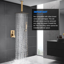 Load image into Gallery viewer, ESNBIA Brushed Gold Shower System, Bathroom 12 Inches Rain Shower Head with Handheld Combo Set, Wall Mounted High Pressure Rainfall Dual Shower Head System, Shower Faucet Set with Valve and Trim