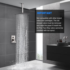 ESNBIA Brushed Nickel Shower System, Bathroom 12 Inches Rain Shower Head with Handheld Combo Set, Wall Mounted High Pressure Rainfall Dual Shower Head System, Shower Faucet Set with Valve and Trim