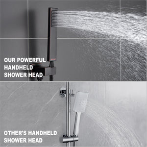 ESNBIA Oil Rubbed Bronze Shower System, Bathroom 12 Inches Rain Shower Head with Handheld Combo Set, Wall Mounted High Pressure Rainfall Dual Shower Head System, Shower Faucet Set with Valve and trim